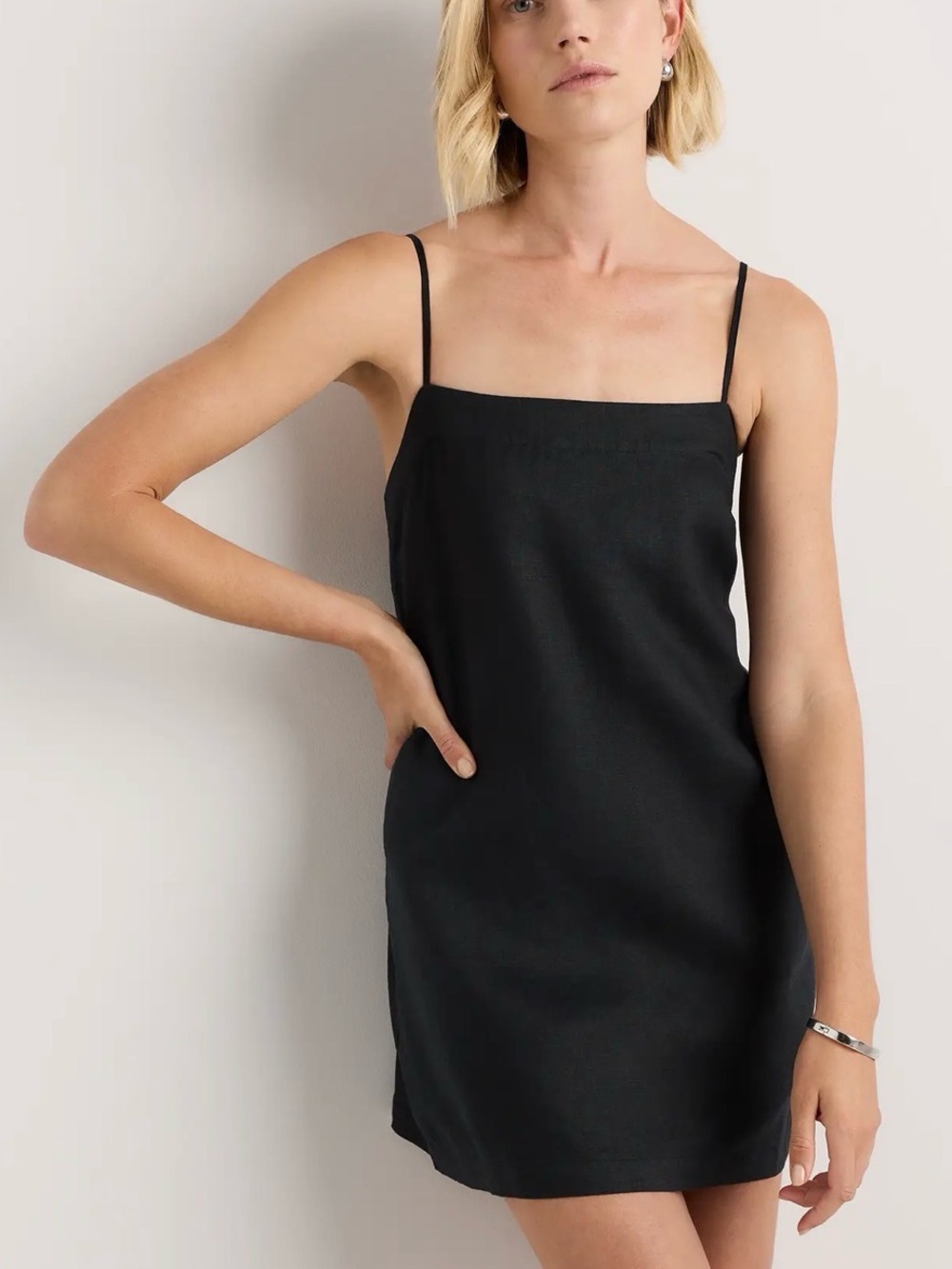 🦋 Quince| 100% European Linen Mini Skort Dress Black M NWT Sold Out
